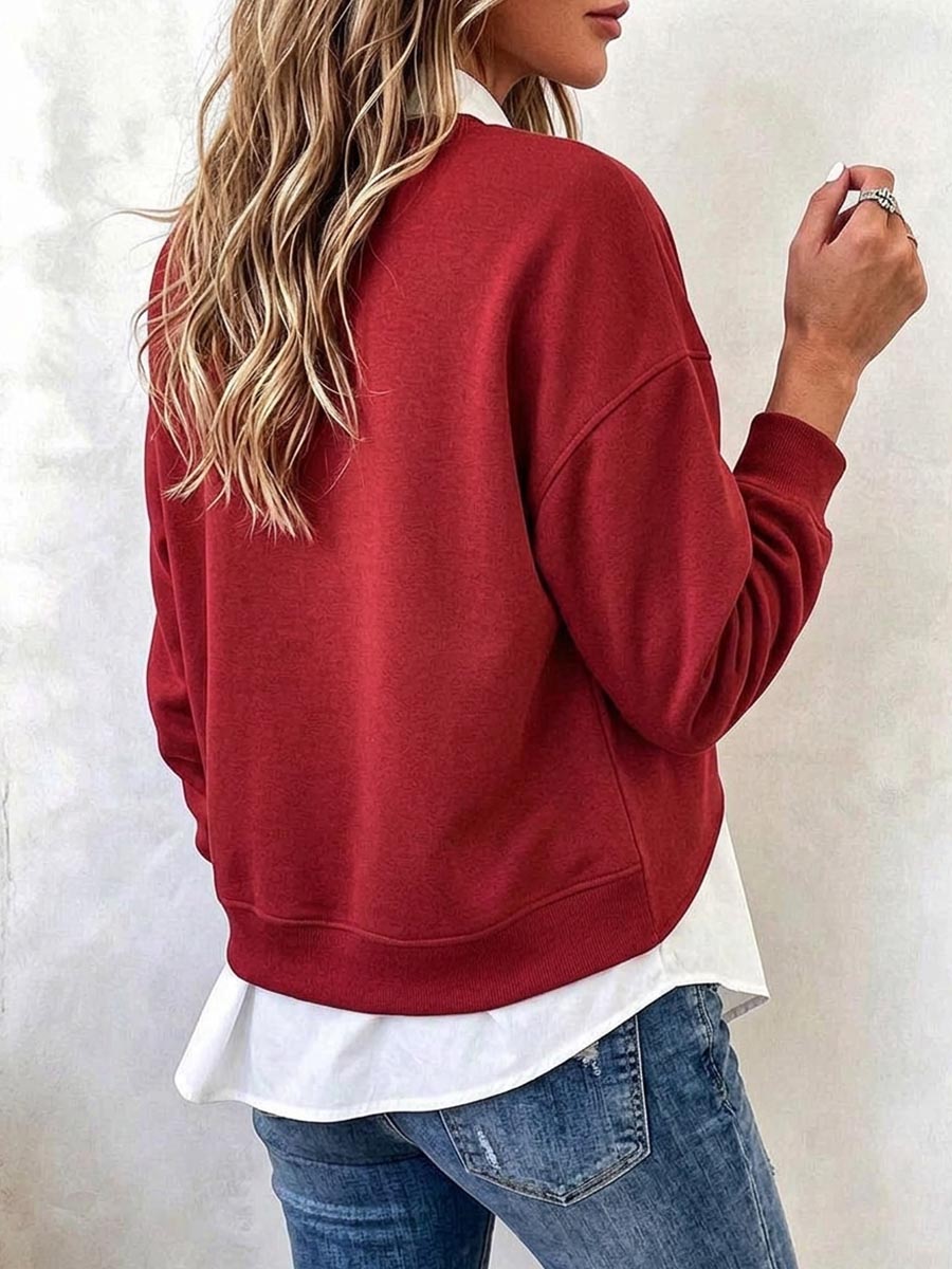 💝💝Women's 2-in-1 Layered Tulip Hem Pullover Top.