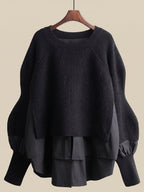 💝💝Chic Layered-Look Ribbed Knit Pullover