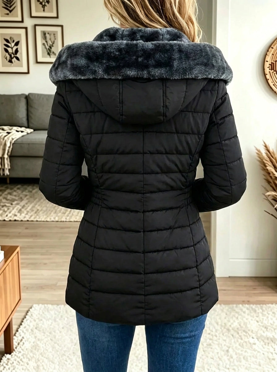 🌿🌿49% OFF🍁HOT SALE🍁Women's Faux Fur Hooded Slim Quilted Puffer Jacket