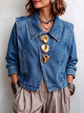 🌿🌿LAST DAY SAVE 49%🔥Statement Gold-Button Denim Jacket