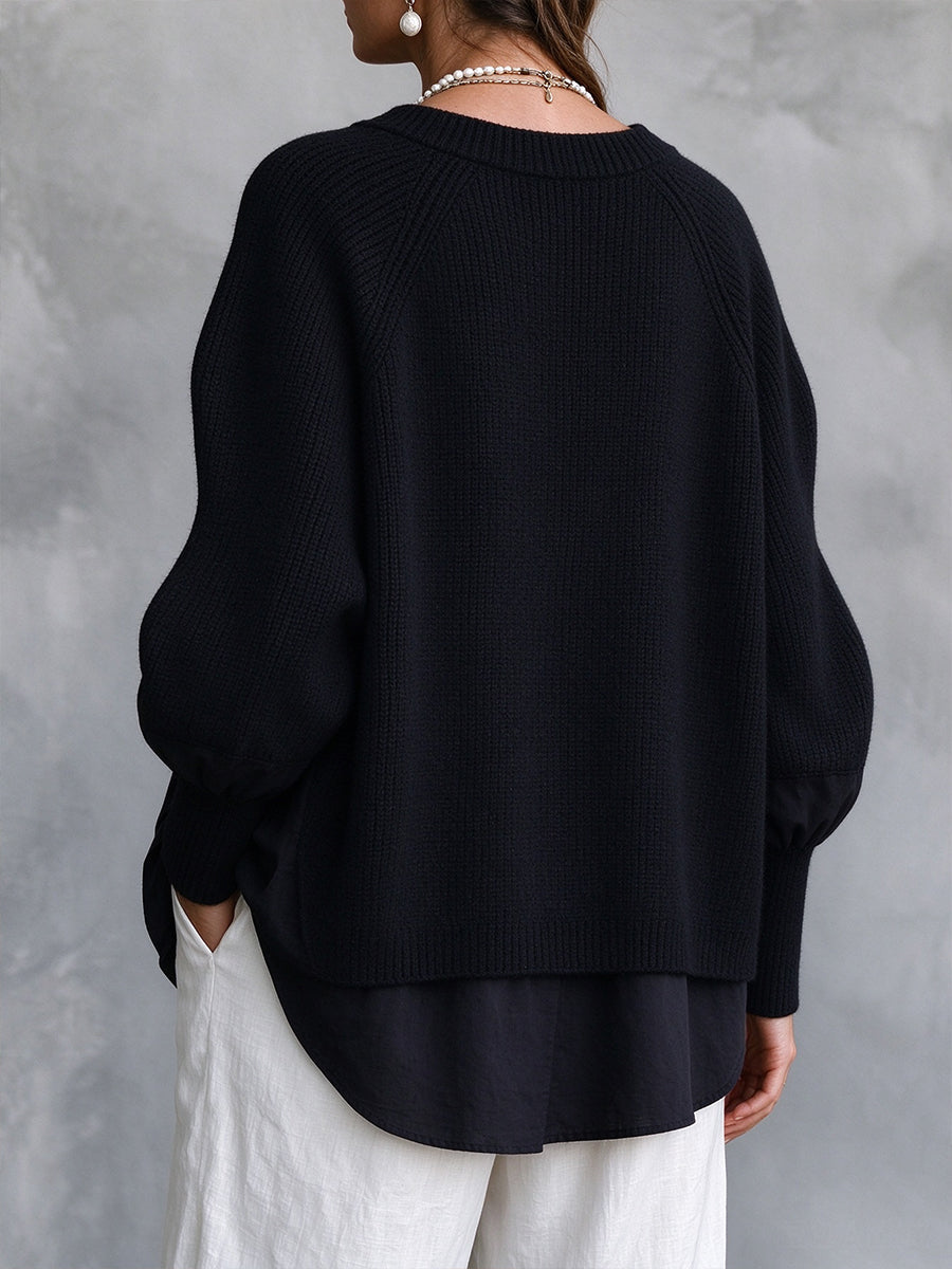 💝💝Chic Layered-Look Ribbed Knit Pullover