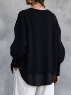 💝💝Chic Layered-Look Ribbed Knit Pullover