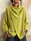 💝💝Relaxed Chic Knitted Asymmetric Button-up Top