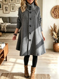 🌿🌿49% OFF🍁HOT SALE🍁Women's Ribbed Turtleneck Button-Down Woolen Swing Coat Dress
