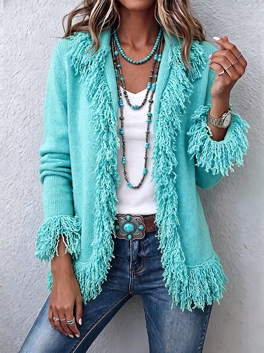 🌿🌿LAST DAY SAVE 49%⌛Vibrant Chartreuse Boho Fringe Cardigan