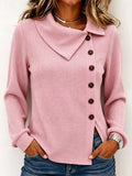 💝💝Chic Asymmetric-neck Waffle-knit Top