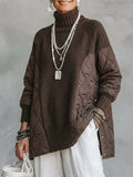 💝💝Cozy Turtleneck Quilted-Panel Knit Pullover