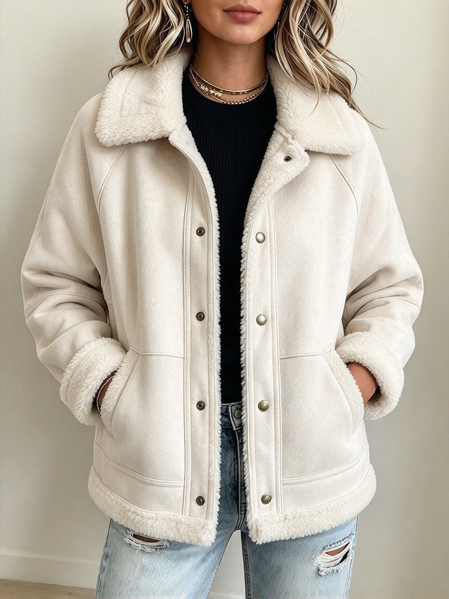 💝💝Casual Warm Faux Suede And Sherpa Jacket
