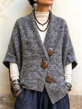 💝💝Chic Oversized Button-Front Knit Cape