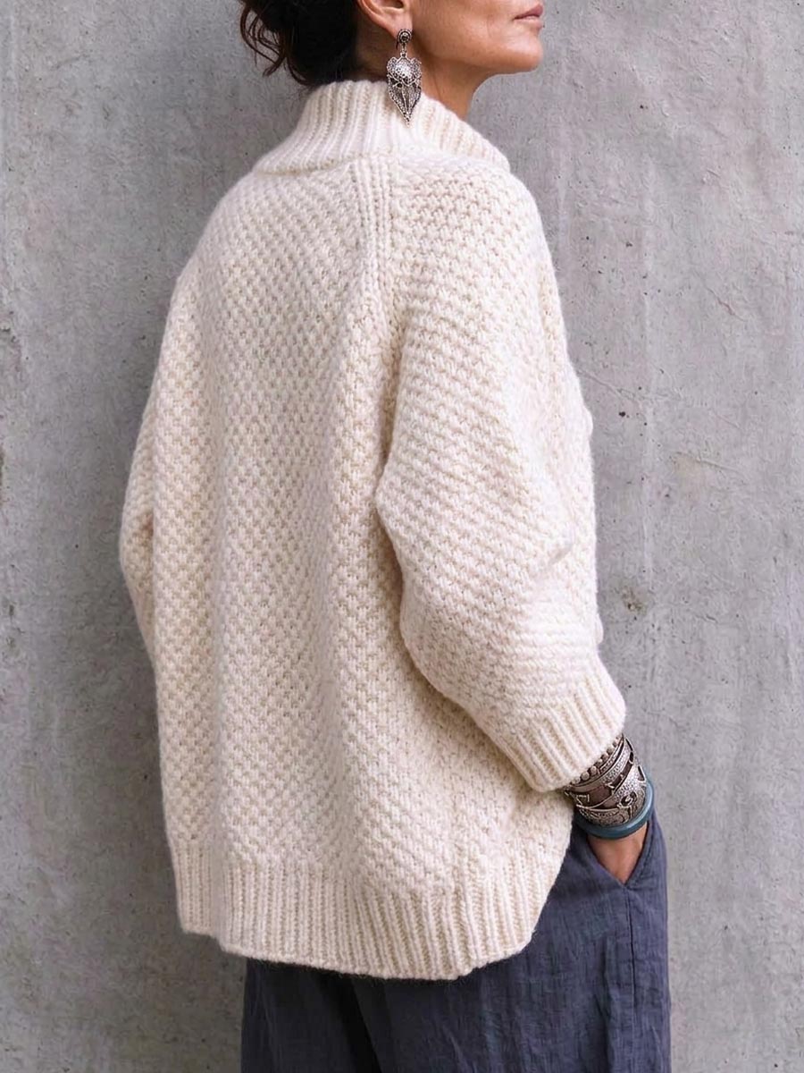 Women's Chunky Knit Pearl Button Cardigan Sweater