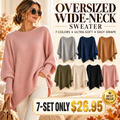 💚Draped Oversized Wide-Neck Sweater