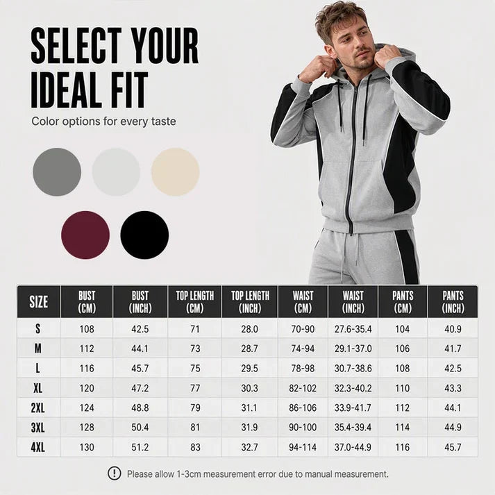 💚Easy Everyday Comfort | Men's Color-Block Zip-Up Hoodie & Sweatpants 2-Piece Set