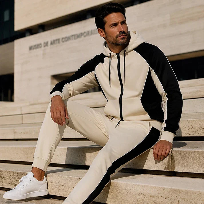 💚Easy Everyday Comfort | Men's Color-Block Zip-Up Hoodie & Sweatpants 2-Piece Set