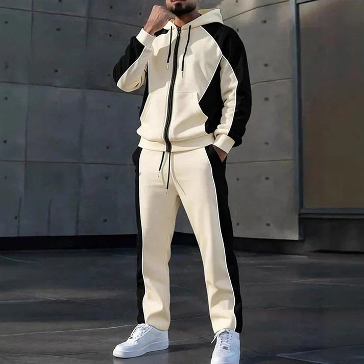 💚Easy Everyday Comfort | Men's Color-Block Zip-Up Hoodie & Sweatpants 2-Piece Set