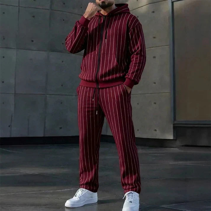 💚Easy Everyday Comfort | Men's Color-Block Zip-Up Hoodie & Sweatpants 2-Piece Set