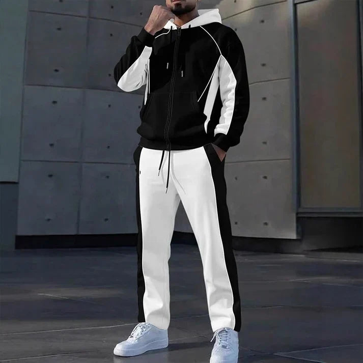 💚Easy Everyday Comfort | Men's Color-Block Zip-Up Hoodie & Sweatpants 2-Piece Set