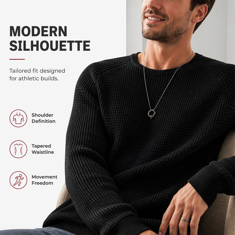 🌿🌿Limited-Time Offer🎁Men's Crewneck Sweater Soft Casual Sweaters Classic Long Sleeve Pullover Sweaters with Ribbing Edge