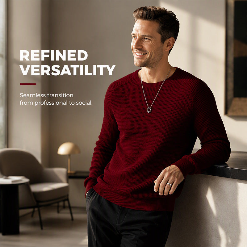 🌿🌿Limited-Time Offer🎁Men's Crewneck Sweater Soft Casual Sweaters Classic Long Sleeve Pullover Sweaters with Ribbing Edge