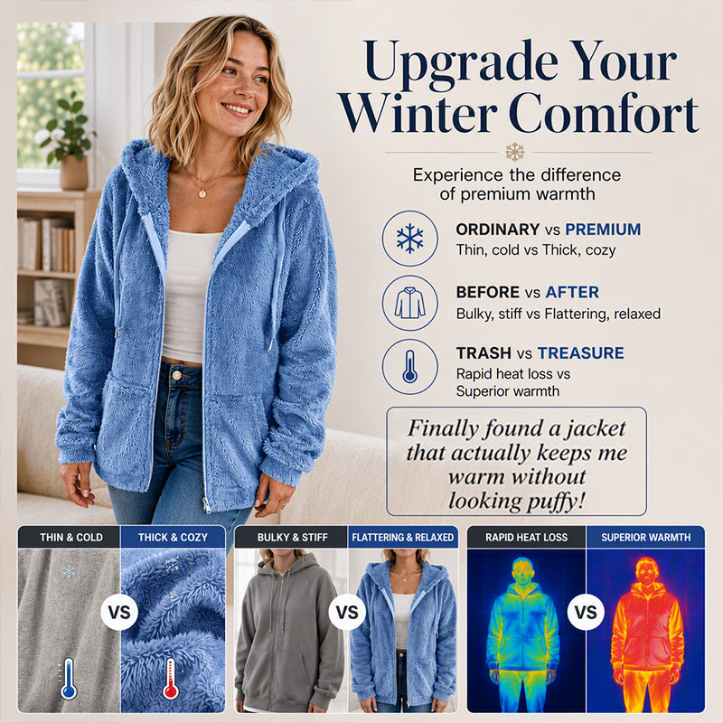 ⌛Limited-Time Offer-Women's Cozy Fuzzy Hooded Jacket