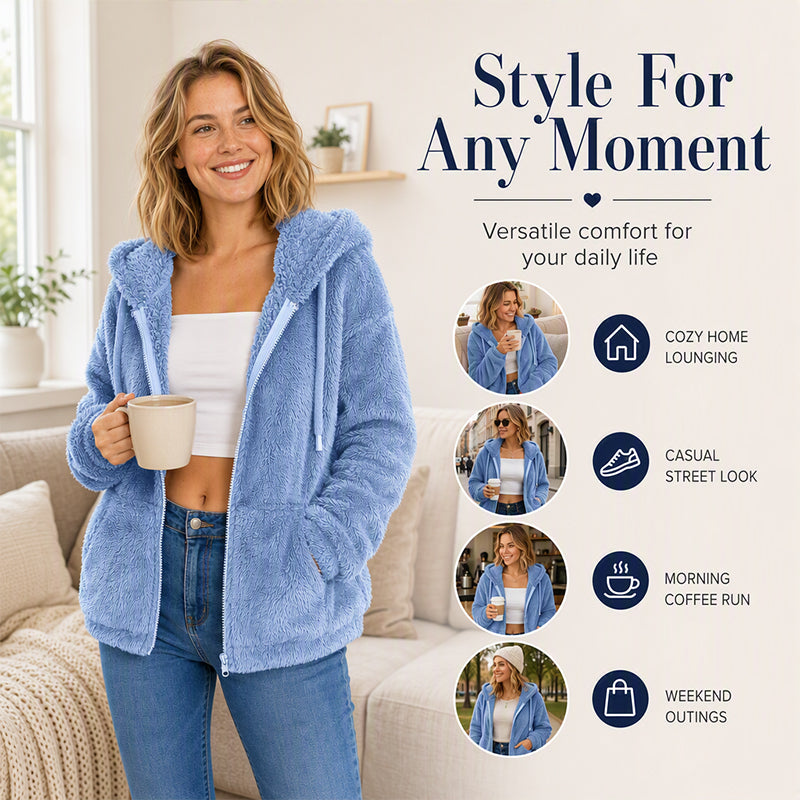 ⌛Limited-Time Offer-Women's Cozy Fuzzy Hooded Jacket