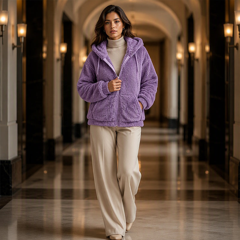 ⌛Limited-Time Offer-Women's Cozy Fuzzy Hooded Jacket
