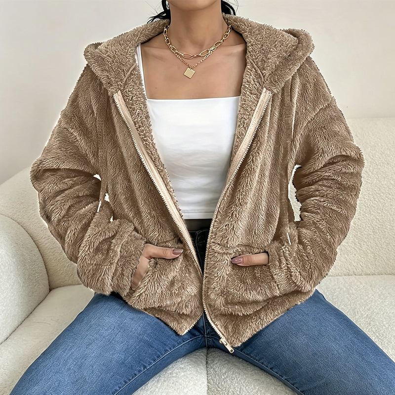 ⌛Limited-Time Offer-Women's Cozy Fuzzy Hooded Jacket