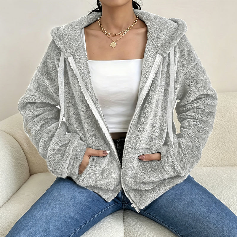 ⌛Limited-Time Offer-Women's Cozy Fuzzy Hooded Jacket