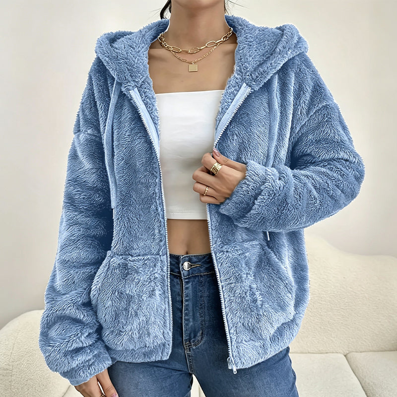 ⌛Limited-Time Offer-Women's Cozy Fuzzy Hooded Jacket