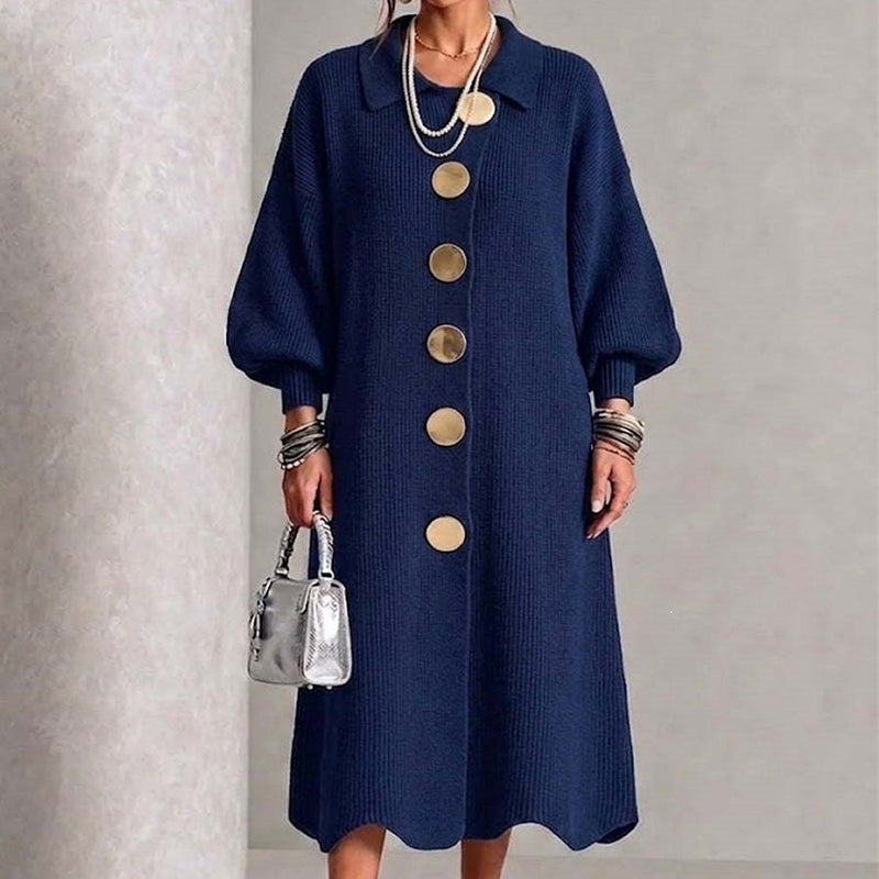 🌿🌿Black Friday Sale:50% OFF🖤✨Women's Lantern Sleeve Ribbed Knit Maxi Dress
