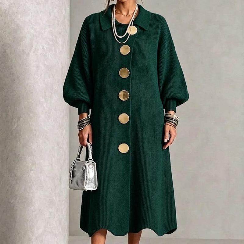 🌿🌿Black Friday Sale:50% OFF🖤✨Women's Lantern Sleeve Ribbed Knit Maxi Dress