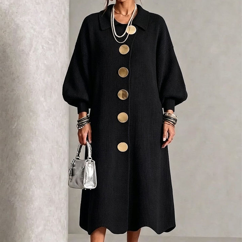 🌿🌿Black Friday Sale:50% OFF🖤✨Women's Lantern Sleeve Ribbed Knit Maxi Dress