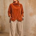 💚Draperie – Asymmetric Button-Wrap Corduroy Top