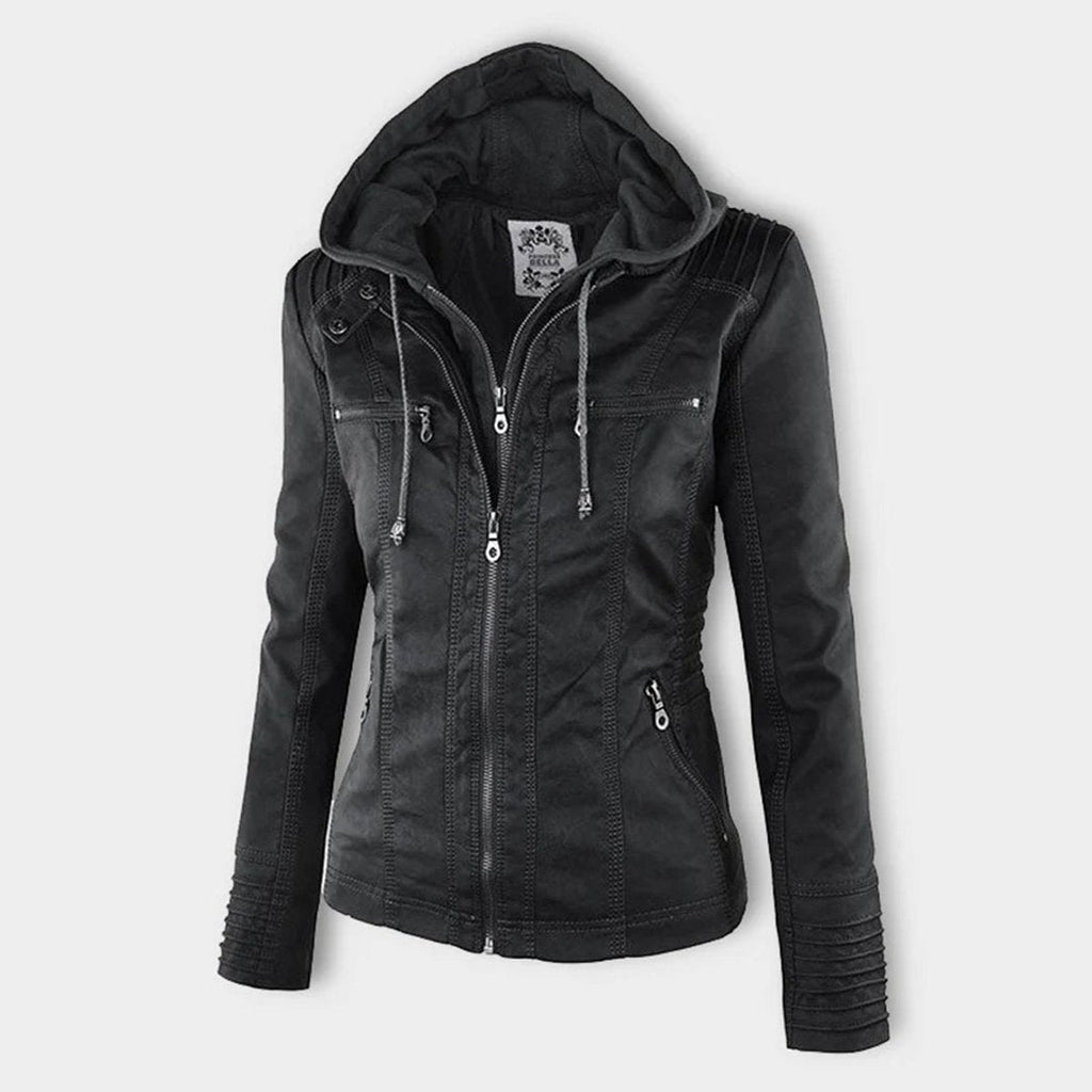 🌿🌿LAST DAY SAVE 49%🔥Lucinda | Hooded Moto Jacket with Removable Hood