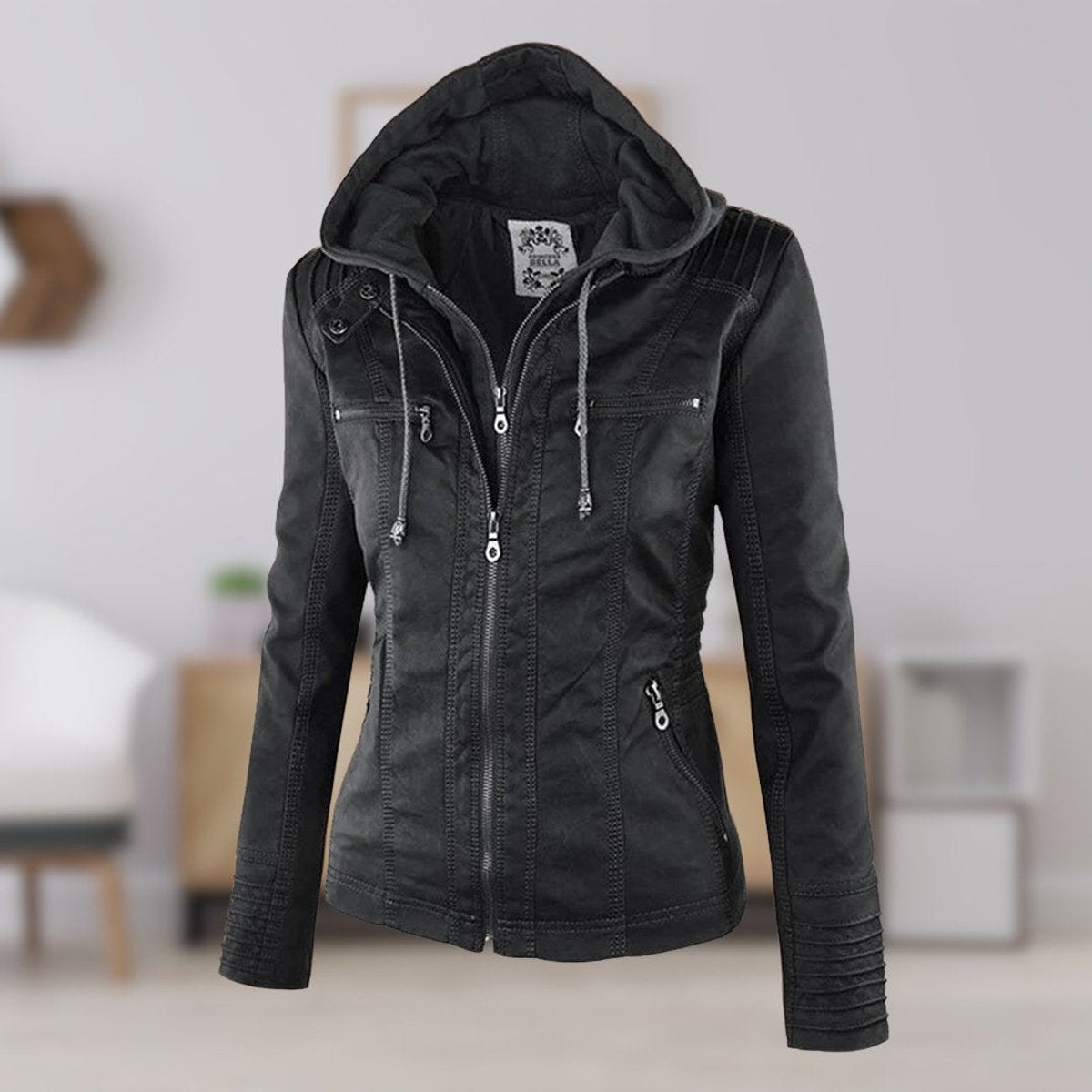 🌿🌿LAST DAY SAVE 49%🔥Lucinda | Hooded Moto Jacket with Removable Hood