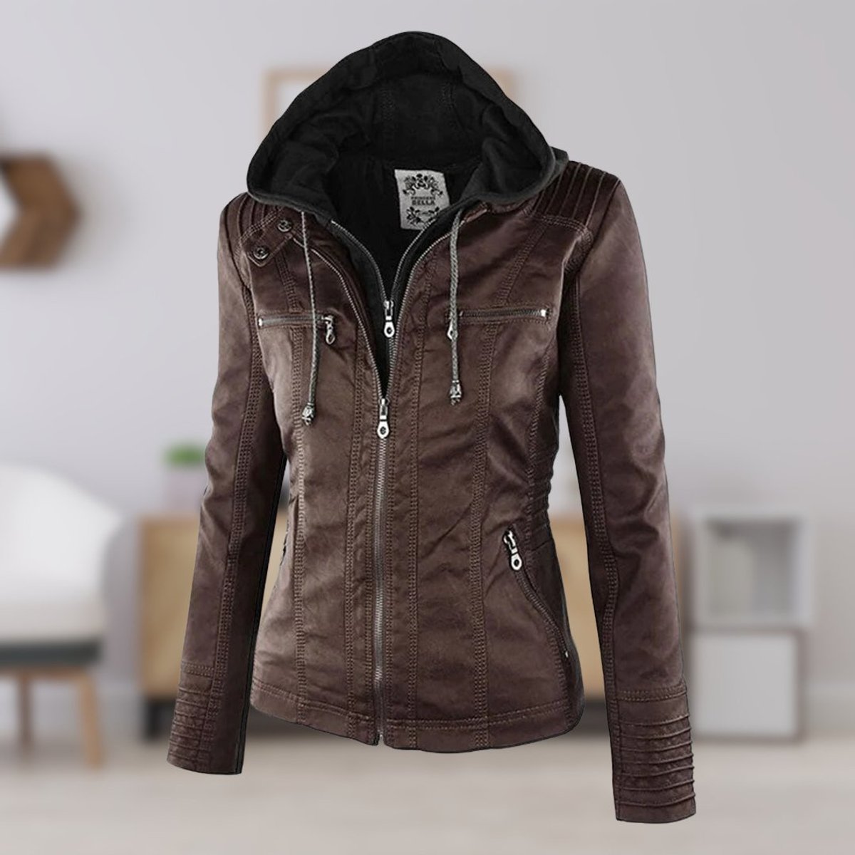 🌿🌿LAST DAY SAVE 49%🔥Lucinda | Hooded Moto Jacket with Removable Hood