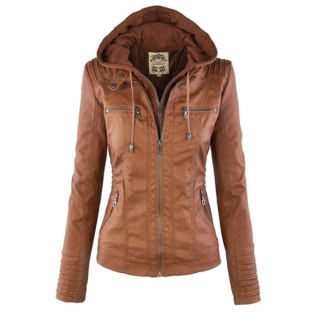 🌿🌿LAST DAY SAVE 49%🔥Lucinda | Hooded Moto Jacket with Removable Hood