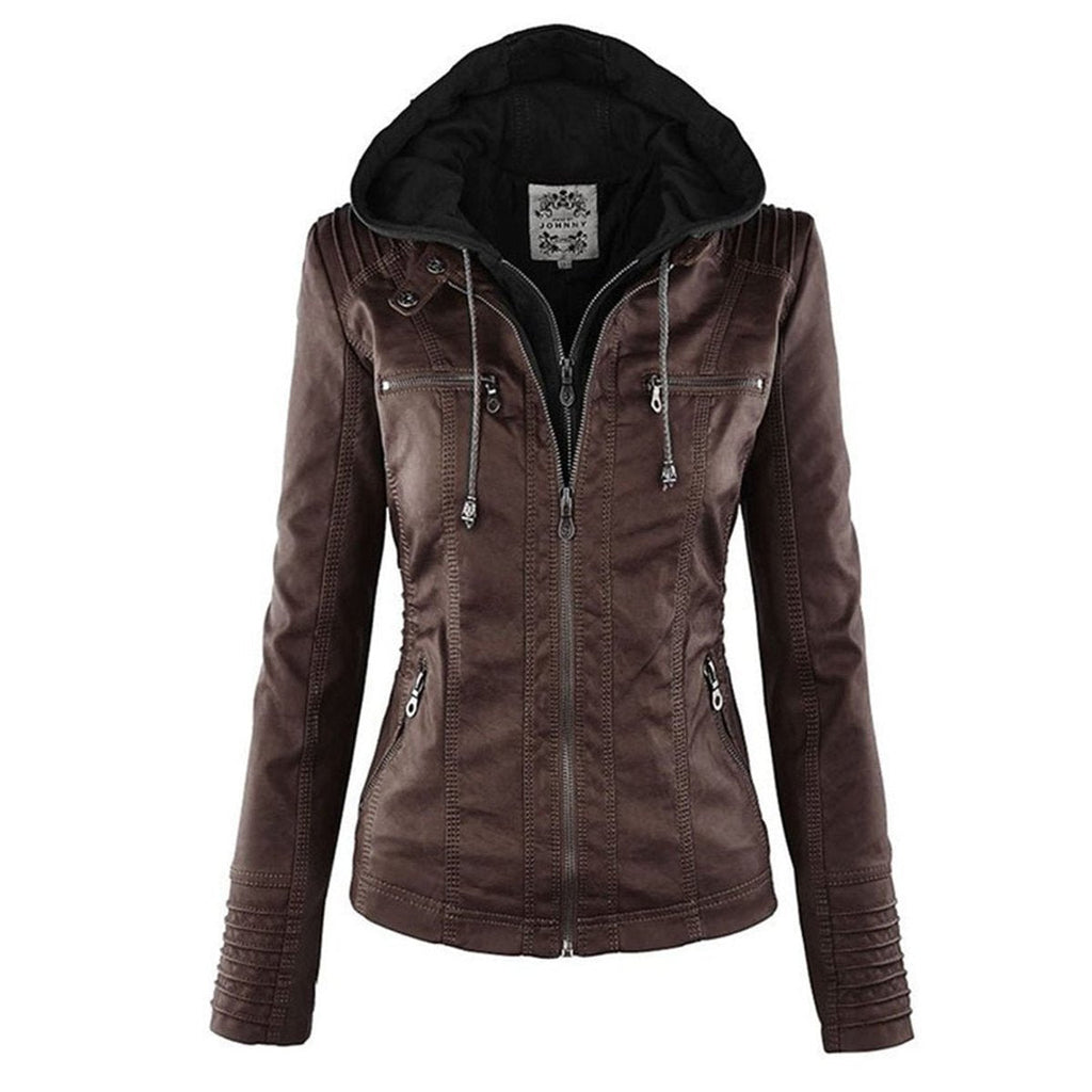 🌿🌿LAST DAY SAVE 49%🔥Lucinda | Hooded Moto Jacket with Removable Hood
